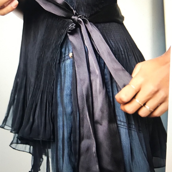 Free People XS Lana Wrap Top Black Sheer/unlined - Picture 14 of 16